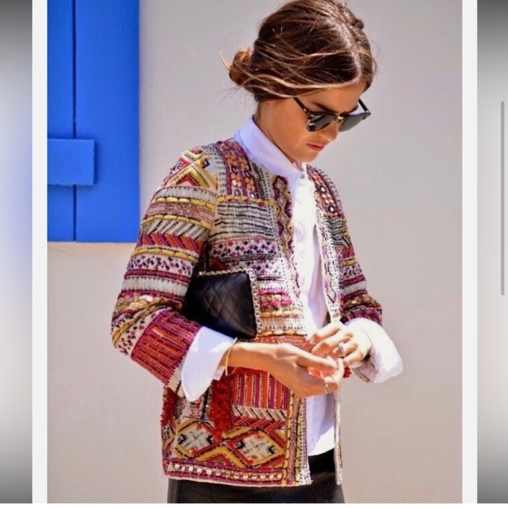Zara trafaluc embroidered Multicolor Patterned Women's Jacket